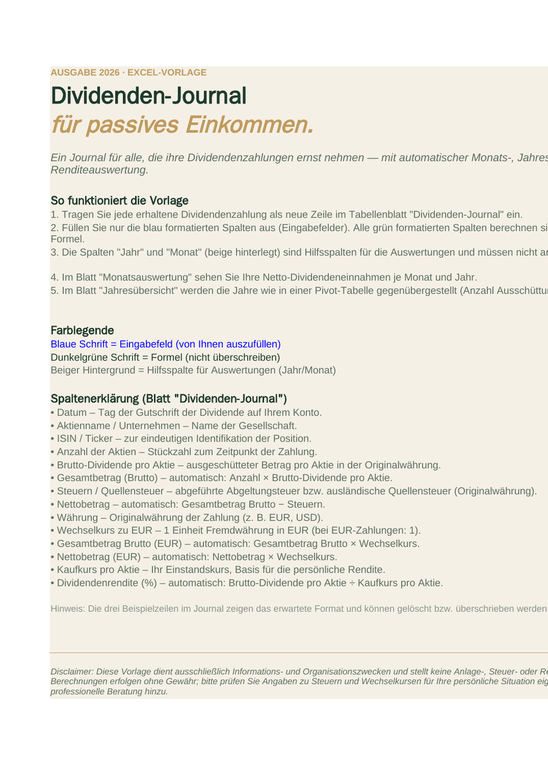 Vorschau von Dividenden-Journal